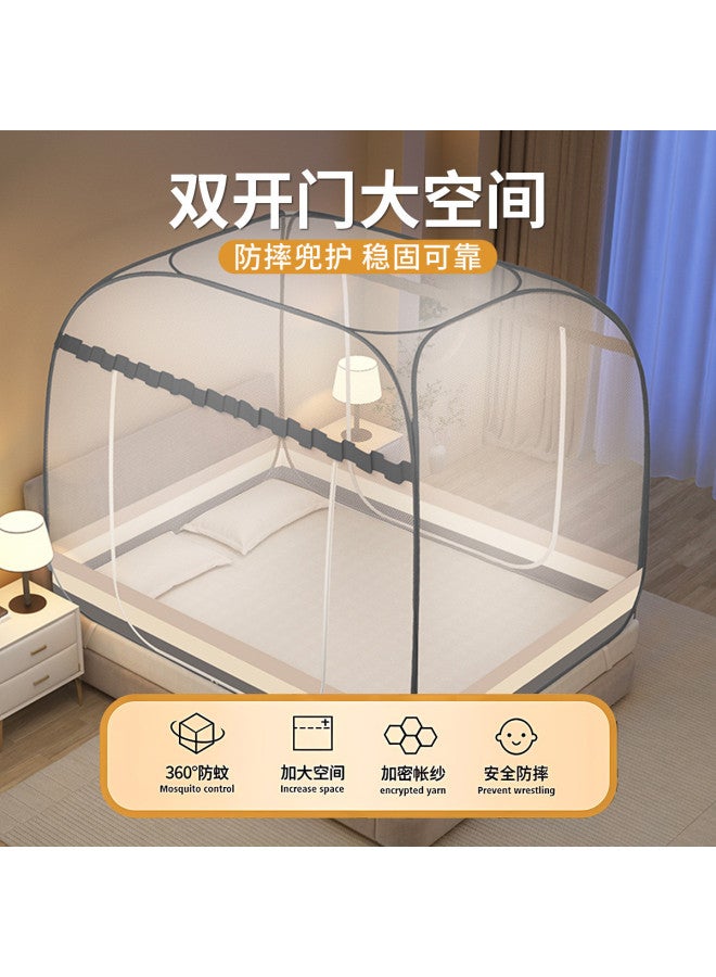 Red Bean Mosquito Net 1.8m Bed Double Household Yurt No Installation Printed Mosquito Net Double Door Dense Weave Thickened Reinforced Summer - Image 4